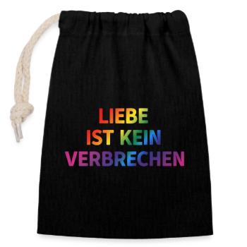 Liebe ist kein Verbrechen – Klare Botschaft - Verschließbarer Geschenkbeutel aus Baumwolle (14x20cm) - Schwarz - Vorne