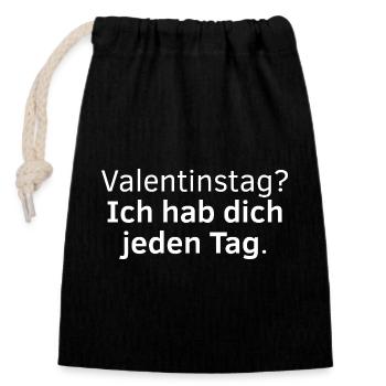 La Saint-Valentin Je t’ai pris une chemise tous les jours - Sac cadeau en coton avec cordon (14 x 20 cm) - noir - Devant
