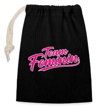 Team Feminin – Pink Girl Power Statement Design - Closable cotton gift bag (14x20cm) - black - Front