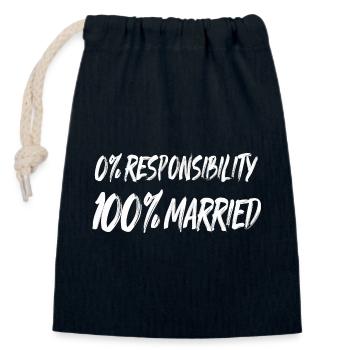 0% Responsibility, 100% Married - Closable cotton gift bag (14x20cm) - navy - Front