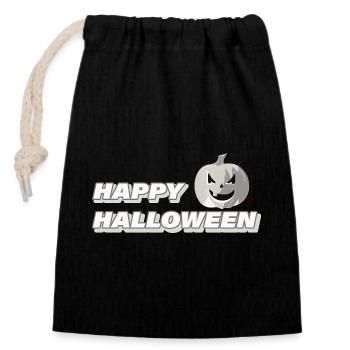 HAPPY HALLOWEEN - Verschließbarer Geschenkbeutel aus Baumwolle (14x20cm) - Schwarz - Vorne