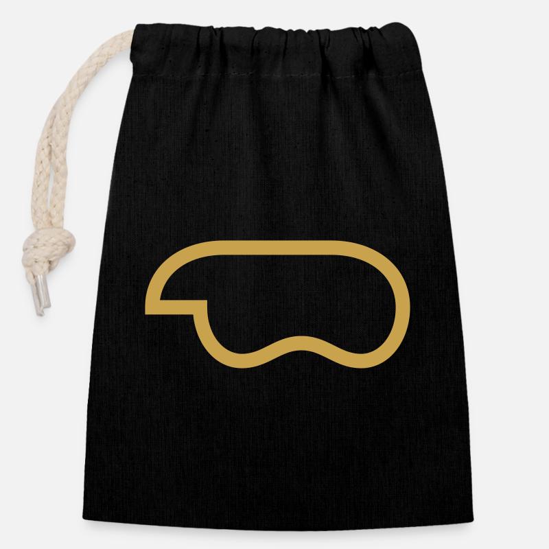 Or du contour de la manette - Sac cadeau en coton avec cordon (14 x 20 cm) - noir