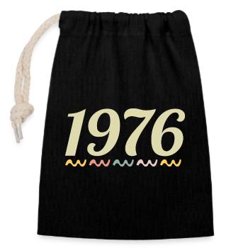 1976 - Closable cotton gift bag (14x20cm) - black - Front