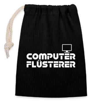 Computer Flüsterer Retro-Print - Verschließbarer Geschenkbeutel aus Baumwolle (14x20cm) - Schwarz - Vorne
