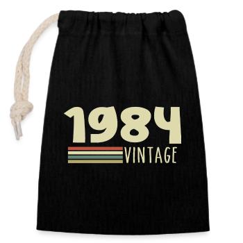 1984-Anniversary-1984-retro-1984 - Closable cotton gift bag (14x20cm) - black - Front