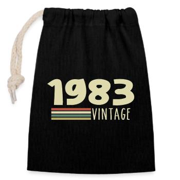 1983-Anniversary-1983-retro-1983 - Closable cotton gift bag (14x20cm) - black - Front