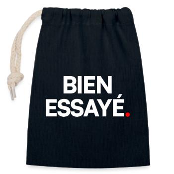Bien essayé - Sac cadeau en coton avec cordon (14 x 20 cm) - bleu marine - Devant