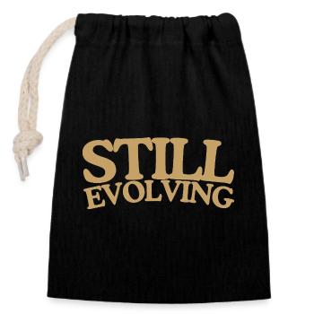 Still evolving growth retro saying design - Closable cotton gift bag (14x20cm) - black - Front