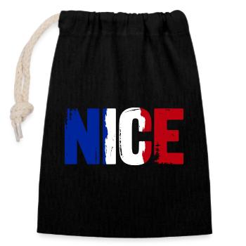 Nice, France, agréable. - Sac cadeau en coton avec cordon (14 x 20 cm) - noir - Devant