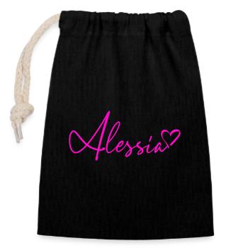 Alessia Signature Neon Pink - Closable cotton gift bag (14x20cm) - black - Front