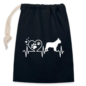 Heartbeat Pawprint Canine Silhouette - Closable cotton gift bag (14x20cm) - navy - Front