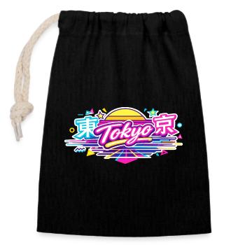Tokyo Neon - Closable cotton gift bag (14x20cm) - black - Front