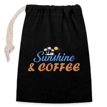 Sunshine & Coffee Beach Vibes Summer Sun Gifted - Closable cotton gift bag (14x20cm) - black - Front