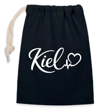 Battement de cœur de Kiel Ville hanséatique de Kiel - Sac cadeau en coton avec cordon (14 x 20 cm) - bleu marine - Devant