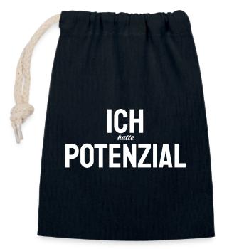 Potenzial – Minimalistisches trauriges Meme Design - Verschließbarer Geschenkbeutel aus Baumwolle (14x20cm) - Navy - Vorne