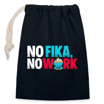 No Fika No Work – Schwedische Kaffeepause Typografie - Verschließbarer Geschenkbeutel aus Baumwolle (14x20cm) - Navy - Vorne