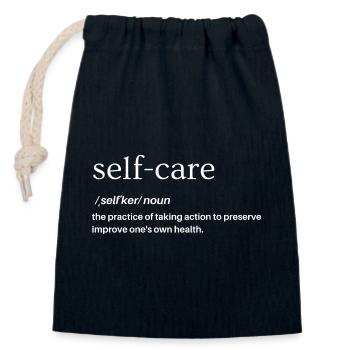 Self Care - Closable cotton gift bag (14x20cm) - navy - Front