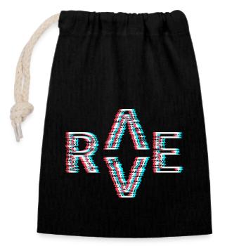 Techno Rave Festival Electro Music Raver - Sac cadeau en coton avec cordon (14 x 20 cm) - noir - Devant