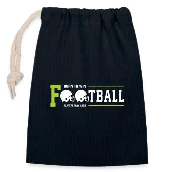 American Football Quote Born To Win Gift - Closable cotton gift bag (14x20cm) - navy - Front