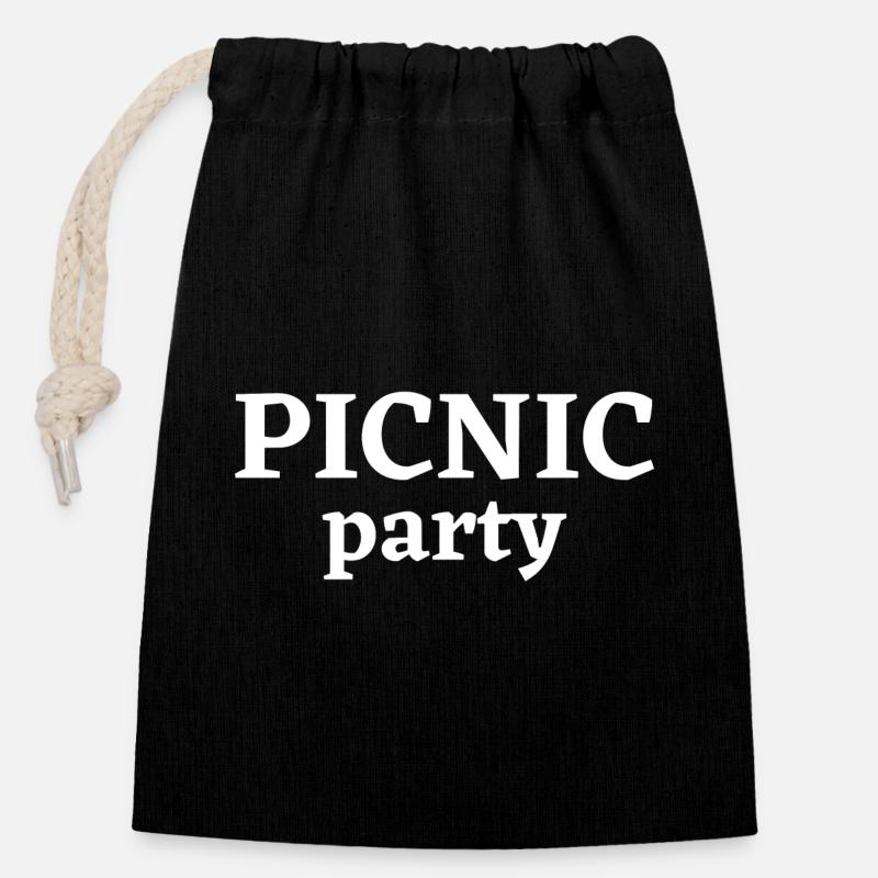 Picknick, Picknickparty, Sommer - Verschließbarer Geschenkbeutel aus Baumwolle (14x20cm) - Schwarz