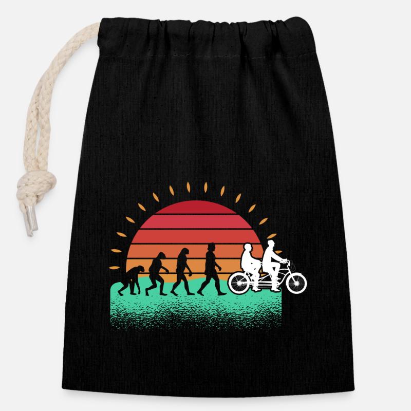 Cycliste Cycliste Tandem - Sac cadeau en coton avec cordon (14 x 20 cm) - noir