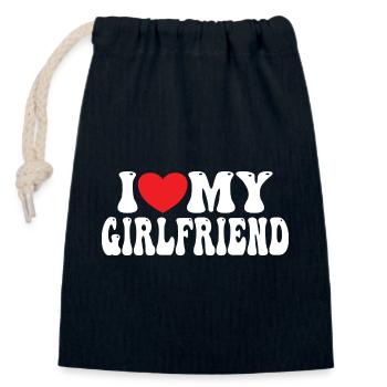 I Love My Girlfriend - Verschließbarer Geschenkbeutel aus Baumwolle (14x20cm) - Navy - Vorne