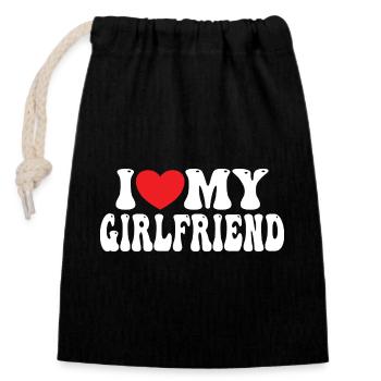 I Love My Girlfriend - Closable cotton gift bag (14x20cm) - black - Front