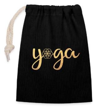 Yoga Yogi Handwriting Flower of Life Energy om - Closable cotton gift bag (14x20cm) - black - Front