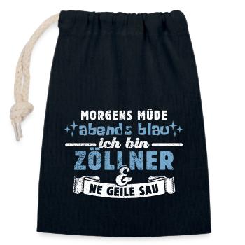 Morgens müde, abends blau - Zöllner - Verschließbarer Geschenkbeutel aus Baumwolle (14x20cm) - Navy - Vorne