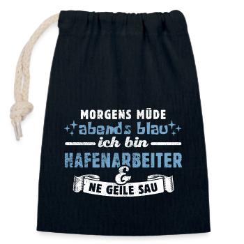 Morgens müde, abends blau - Hafenarbeiter - Verschließbarer Geschenkbeutel aus Baumwolle (14x20cm) - Navy - Vorne