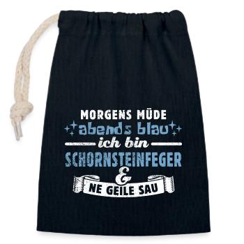 Morgens müde, abends blau - Schornsteinfeger - Verschließbarer Geschenkbeutel aus Baumwolle (14x20cm) - Navy - Vorne