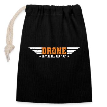 Drohnenpilot Whoop Copter FPV UAS Pilot Drone - Verschließbarer Geschenkbeutel aus Baumwolle (14x20cm) - Schwarz - Vorne