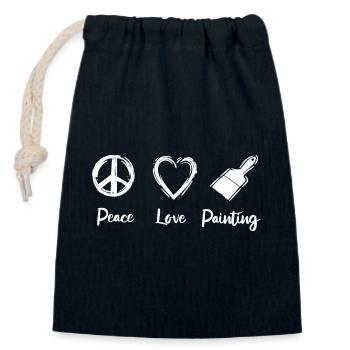 Peace Love Painting - Verschließbarer Geschenkbeutel aus Baumwolle (14x20cm) - Navy - Vorne