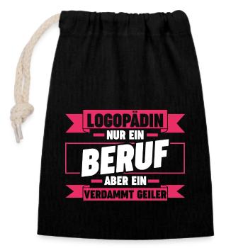 Logopädie Logopädin - Verschließbarer Geschenkbeutel aus Baumwolle (14x20cm) - Schwarz - Vorne