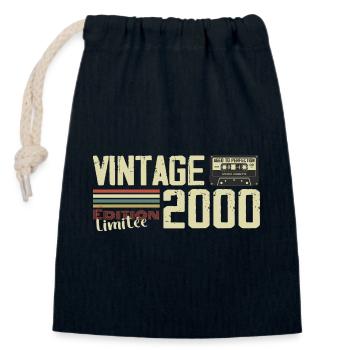 2000 Vintage Rétro Cadeau D'anniversaire 2000 - Sac cadeau en coton avec cordon (14 x 20 cm) - bleu marine - Devant