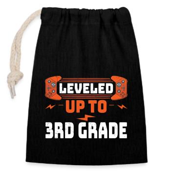 Leveled Up To 3rd Grade Gamer Back To School First - Closable cotton gift bag (14x20cm) - black - Front