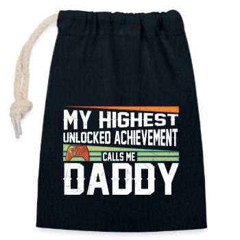 My Highest Unlocked Achievement Calls Me Daddy Gam - Closable cotton gift bag (14x20cm) - navy - Front