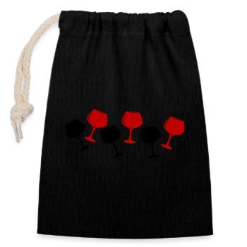 Rotwein Glas Wein Symbol - Verschließbarer Geschenkbeutel aus Baumwolle (14x20cm) - Schwarz - Vorne