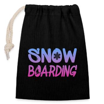 Snowboard - Verschließbarer Geschenkbeutel aus Baumwolle (14x20cm) - Schwarz - Vorne
