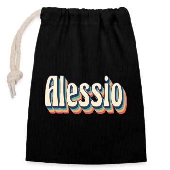 Alessio retro vintage t-shirt t-shirt gift - Closable cotton gift bag (14x20cm) - black - Front