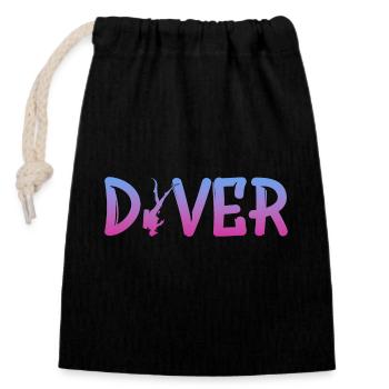 Diver - Verschließbarer Geschenkbeutel aus Baumwolle (14x20cm) - Schwarz - Vorne
