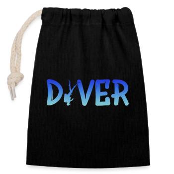 Diver - Verschließbarer Geschenkbeutel aus Baumwolle (14x20cm) - Schwarz - Vorne