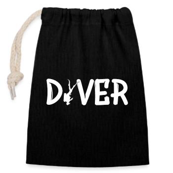 Diving Diver Tauchen Taucher - Verschließbarer Geschenkbeutel aus Baumwolle (14x20cm) - Schwarz - Vorne