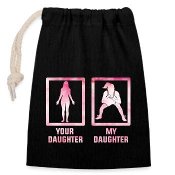 Ta fille Ma fille - Sac cadeau en coton avec cordon (14 x 20 cm) - noir - Devant