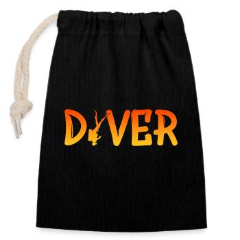 Diver - Verschließbarer Geschenkbeutel aus Baumwolle (14x20cm) - Schwarz - Vorne