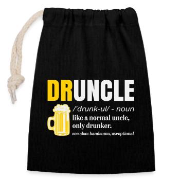 Betrunkener Wie Ein Normaler Onkel Nur Betrunkener Bier - Verschließbarer Geschenkbeutel aus Baumwolle (14x20cm) - Schwarz - Vorne