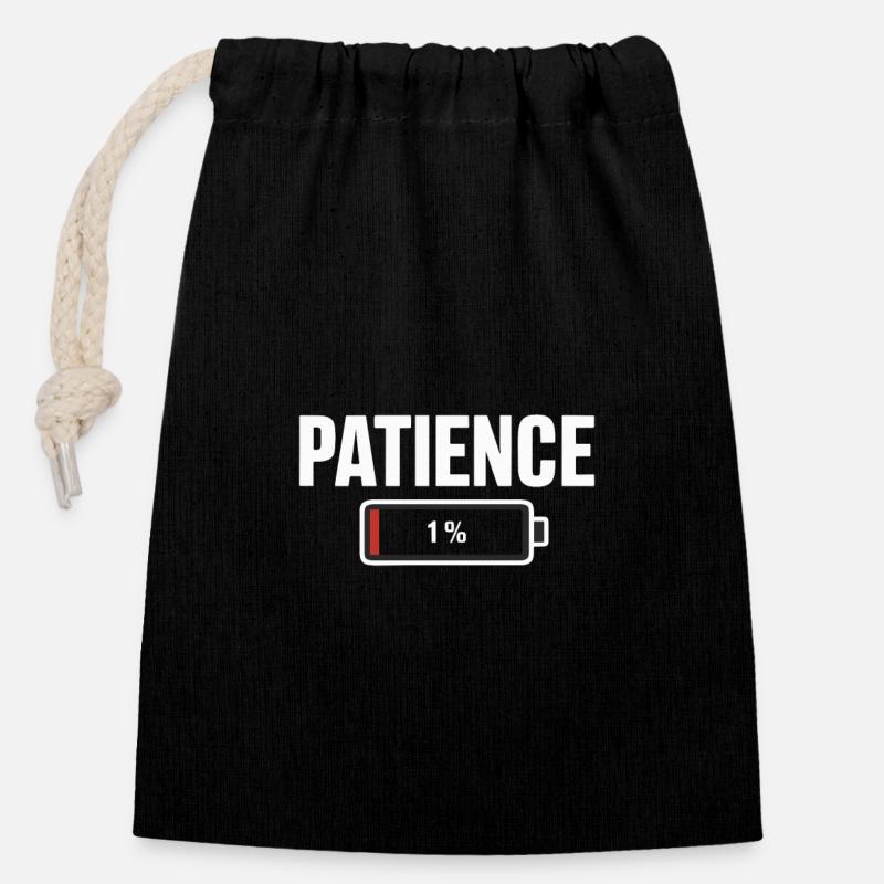 Battery Battery Patience Work Stress - Closable cotton gift bag (14x20cm) - black