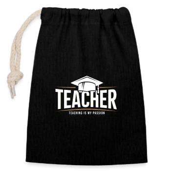 Teacher Teacher Pupil School Profession - Closable cotton gift bag (14x20cm) - black - Front