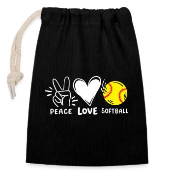 Softball-Spieler Softball - Verschließbarer Geschenkbeutel aus Baumwolle (14x20cm) - Schwarz - Vorne