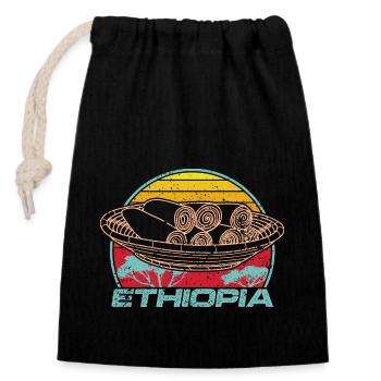 Äthiopien Afrika Fladenbrot Injera Brot Backen - Verschließbarer Geschenkbeutel aus Baumwolle (14x20cm) - Schwarz - Vorne
